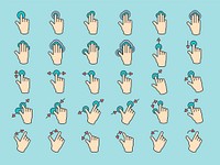 Illustration of touch screen hands gesture in thin line