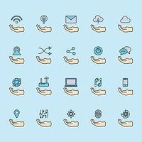 Illustration of online network icons set