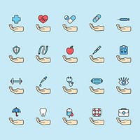 Illustration of healthy living icons set