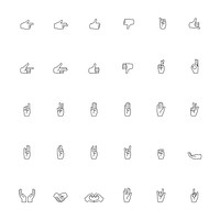 Illustration of hands gesture set in thin line