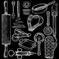 Illustration of a set of kitchen tools