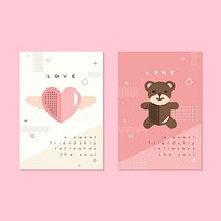Pastel Valentine's day poster and card mockup vector
