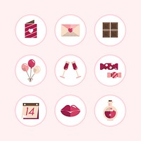 Valentine's symbols and icons vector set