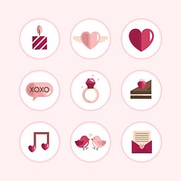 Valentine&#39;s symbols and icons vector set