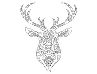 Intricate coloring pattern of a reindeer head
