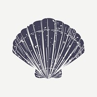Muted navy seashell printmaking psd cute design element