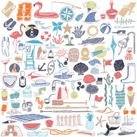 Illustration of summer and beach objects