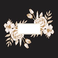 Blank hand drawn floral rectangle badge vector