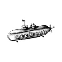Hand drawn retro submarine