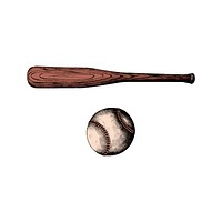 Hand drawn baseball bat and ball