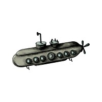 Hand drawn retro submarine