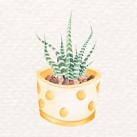 Potted succulent psd zebra Haworthia in watercolor