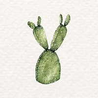 Watercolor desert prickly pear psd succulent plant<br /> 