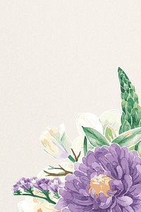 Chrysanthemum border design, purple floral psd illustration  