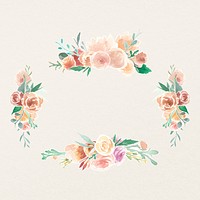 Rose frame design, watercolor flower psd graphics            