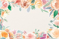 Rose frame design, watercolor flower psd graphics  