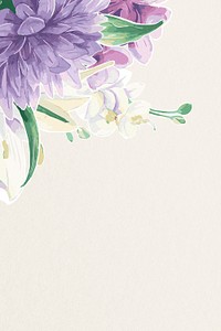 Flower border design, purple floral psd illustration