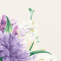 Chrysanthemum border design, purple floral psd illustration  