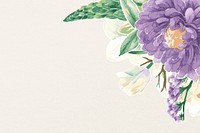 Flower border design, purple floral psd illustration