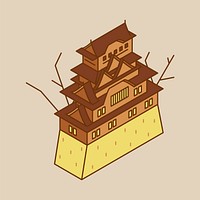 Illustration of Himeji castle in Japan