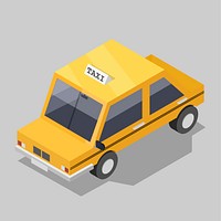 Vector of 3D yellow taxi icon