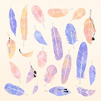 Pastel  bohemian psd feather collection