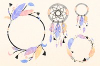 Boho dreamcatcher frame psd design space set