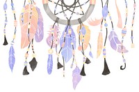 Illustration of dreamcatcher decorated with feathers