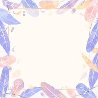 Hand drawn feather frame vector Bohemian style
