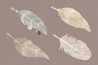 Earth tone Bohemian feather psd set