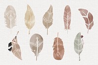 Earth tone Boho feather psd set