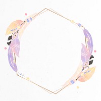 Pastel Boho feather frame vector