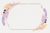 Gold frame psd pastel purple Boho feather