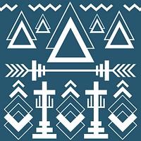 Tribal pattern background, white and blue fabric design vector