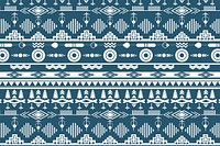 Tribal seamless pattern background vector, white and blue design