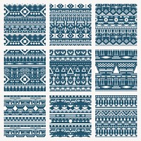 Ethnic pattern background set, seamless vector design 