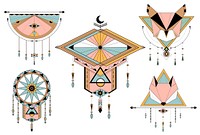 Dreamcatcher styled vectors on background