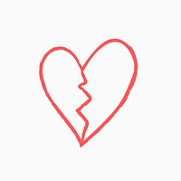 Heartbreak psd icon, pink hand drawn style