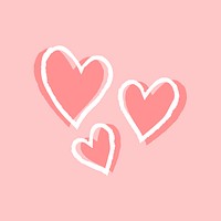 Pink heart element vector in hand drawn style