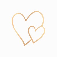 Gold heart icon psd, illustration in doodle style