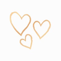 Gold heart psd icon, illustration in doodle style