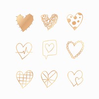 Gold heart element vector/png set