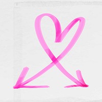 Doodle highlight heart arrow vector in pink tone
