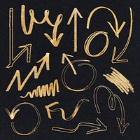 Doodle gold highlight arrow psd set