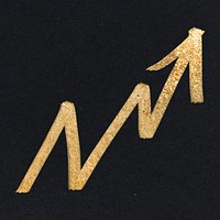 Doodle highlight up arrow psd in gold tone