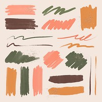 Ink brush stroke element psd set with glitter