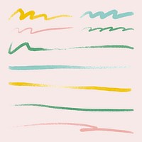 Colorful brush stroke element vector set