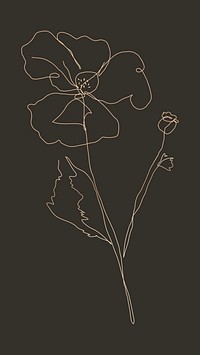 Aesthetic flower psd background monoline drawing