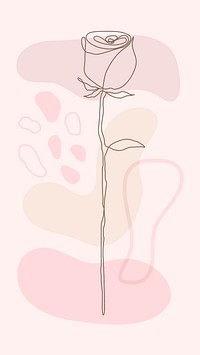 Flower iPhone wallpaper, line art in pink background