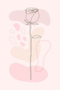 Rose flower line drawing vector in feminine style